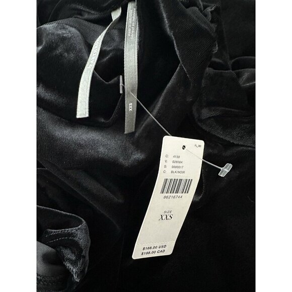 NWT Anthropologie Maya Ruched Cowl-Neck Dress Strech Velvet XXS Black Midi - Picture 8 of 9